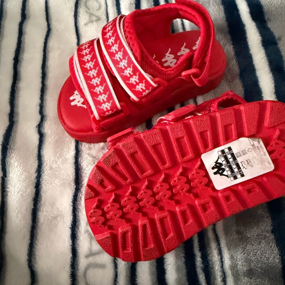 Kappa Kids Bright Red Logo Strap Sandals